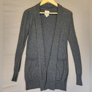 ​Billabong Charcoal Grey Open Front Knit Cardigan Sweater Pocket Small Coastal